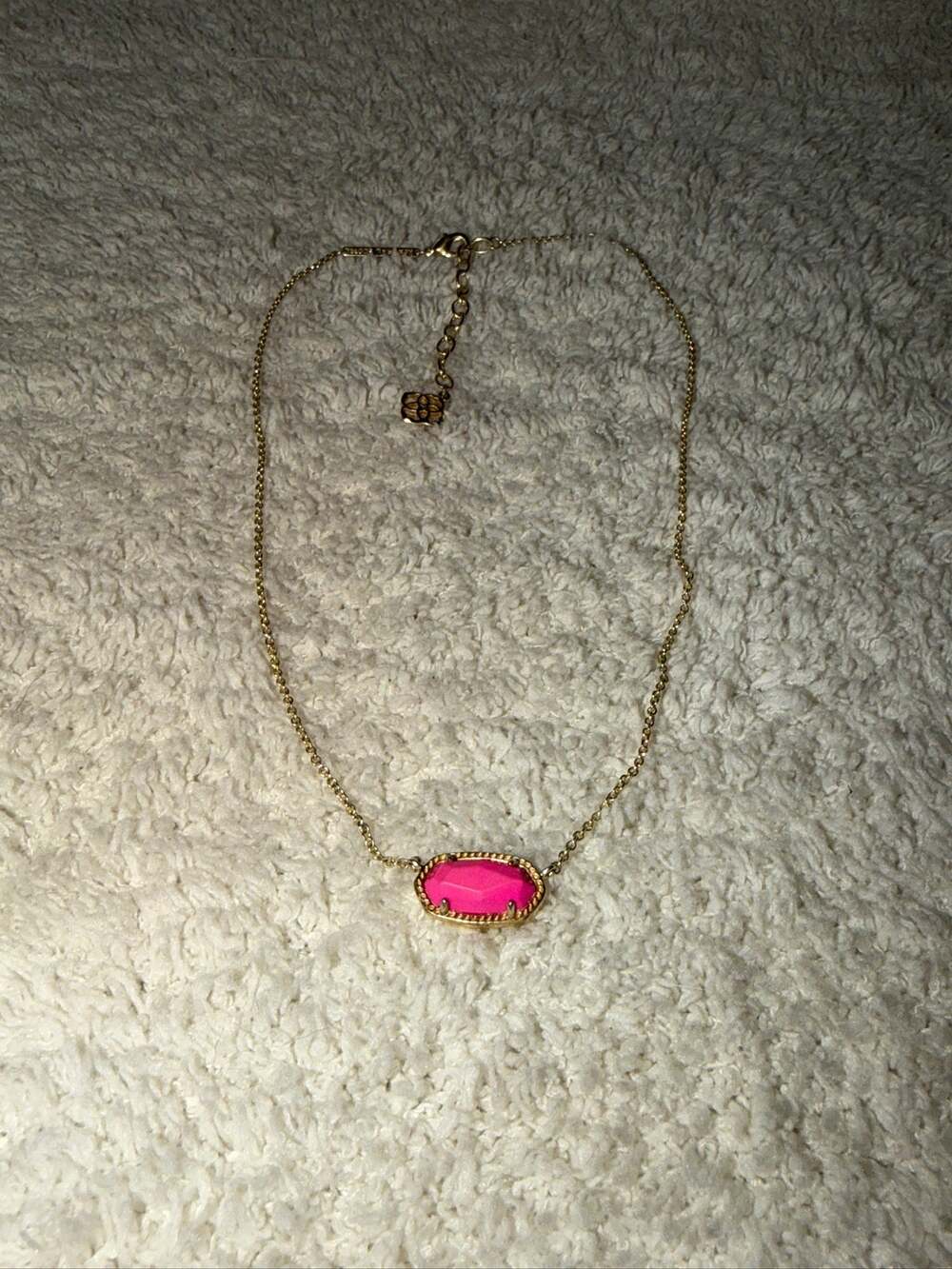 Kendra Scott Elisa 14k Gold Plated Hot Pink Kyocera Oval Pendant Necklace